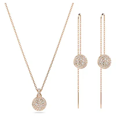 Swarovski White, Rose Gold-tone Meteora Set, 2 Piece