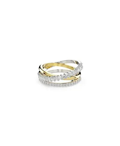 Swarovski Hyperbola Crystal Triple Band Ring In Gold Tone & Rhodium Plated In Gold,silver