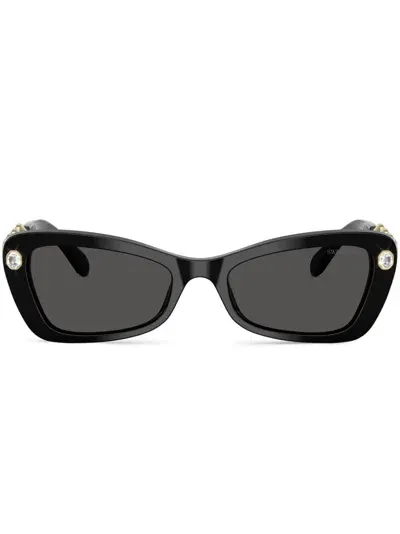 Swarovski Crystal-embellished Rectangle Sunglasses In Black