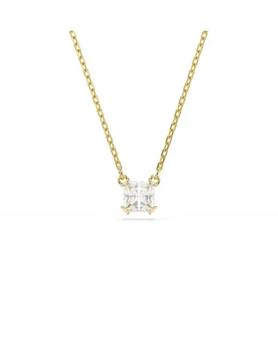 Swarovski Stilla Crystal Square Pendant Necklace In Gold Tone, 14.87-16.87