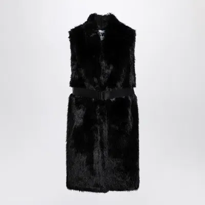 Swd By S.w.o.r.d. Black Belted Faux Fur Waistcoat