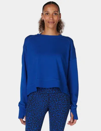 Sweaty Betty After Class Crop Sweatshirt In Blue