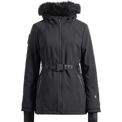 Sweaty Betty Exploration Faux Fur Trim Soft Shell Ski Jacket In Black