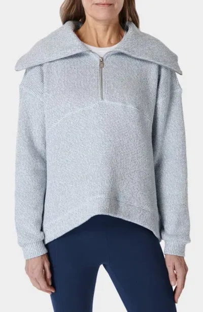 Sweaty Betty Restful Boucle Half Zip Sweatshirt In Blue