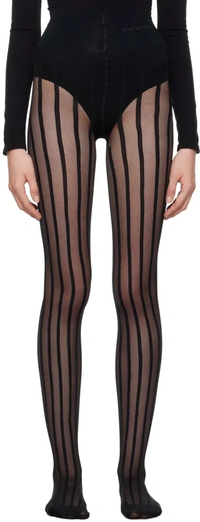 Swedish Stockings Black Siri Stripe Tights