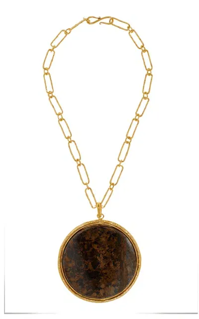 Sylvia Toledano 18k Yellow Gold Plated One-of-a-kind Bronzite Necklace In Black