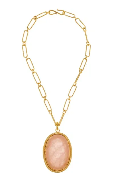 Sylvia Toledano 18k Yellow Gold Plated One-of-a-kind Pink Quartz Necklace