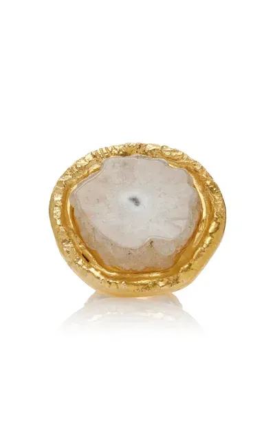 Sylvia Toledano 18k Yellow Gold Plated One-of-a-kind White Agate Oval Ring