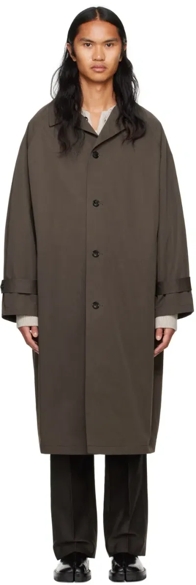 System Brown Balmacaan-style Coat In Br Brown