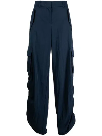 System Drawstring Wide-leg Trousers In Blue