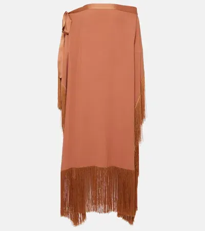 Taller Marmo Aarons Fringed Crêpe Cady Kaftan In Orange