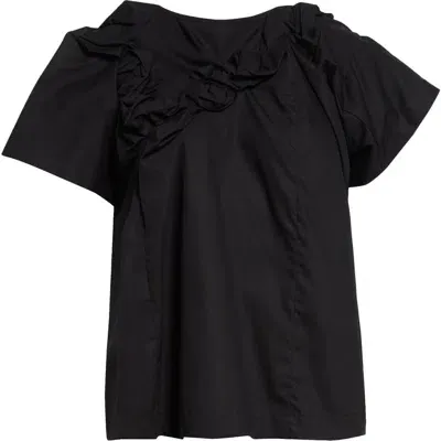 Tao Comme Des Garçons Gathered Cotton Top In Black