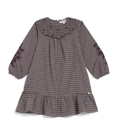 Tartine Et Chocolat Kids' Check Embroidered Dress In Purple