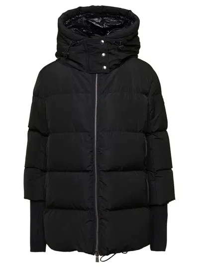 Tatras 'azara' Black Hooded Down Jacket With Logo Detail In Nylon Woman