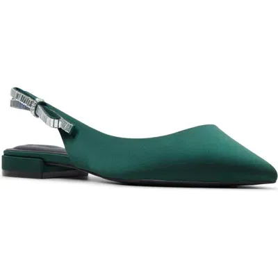 Ted Baker Jane Bow Slingback Half D'orsay Pointed Toe Flat In Green