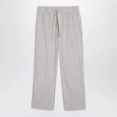 Tekla Beige Striped Pyjama Trousers In Multicolor