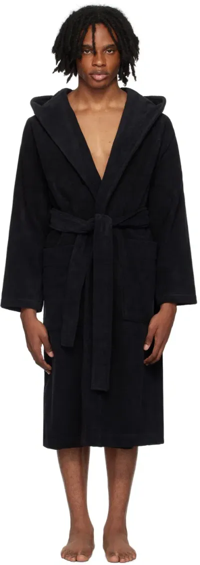 Tekla Black Hooded Bathrobe