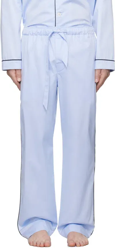 Tekla Blue Sateen Pyjama Pants In Bellhop