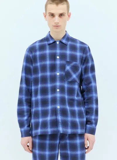 Tekla Plaid Pyjama Shirt In Blue