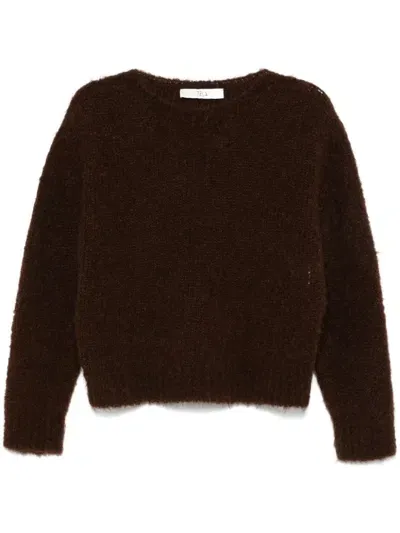 Tela Brushed Knit Sweater In Brown