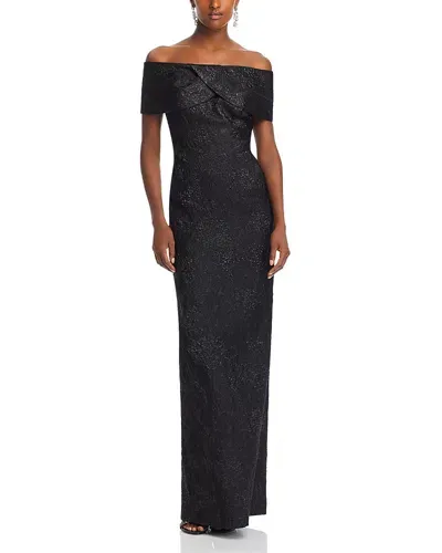 Teri Jon By Rickie Freeman Jacquard Gown In Black