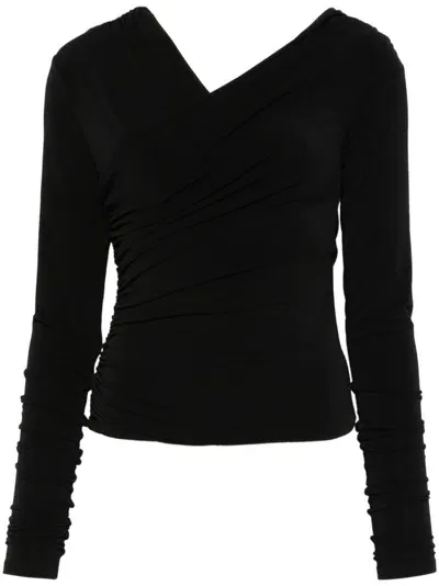 The Andamane Plunging V-neck Top In Black