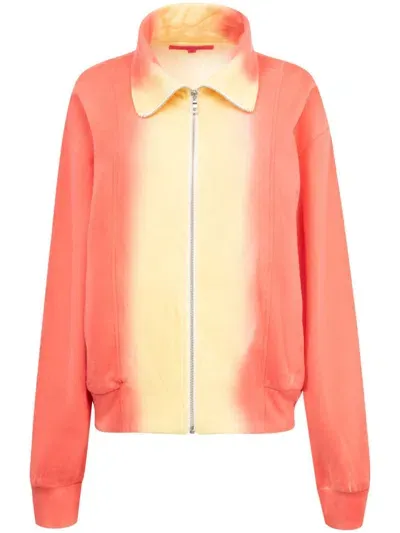 The Elder Statesman Daily Spray Zip-up Sweatshirt In Orange