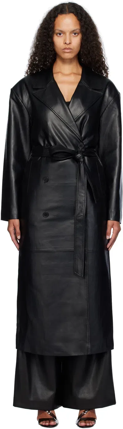 The Frankie Shop Black Tina Faux-leather Trench Coat