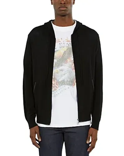 The Kooples Hooded Regular Fit Wool Cardigan In Black