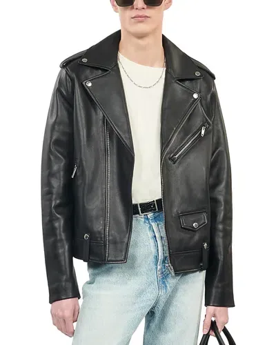 The Kooples Leather Biker Jacket In Black