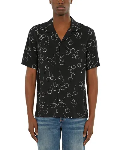 The Kooples Manches Printed Camp Shirt In Black