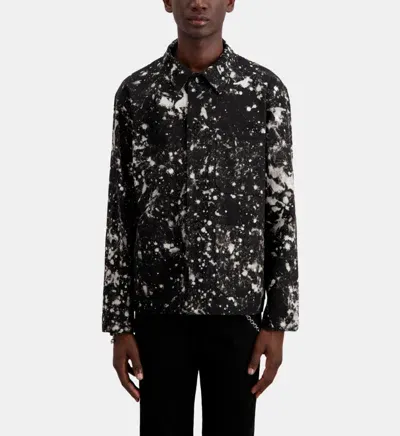 The Kooples Printed Long Sleeve Button Front Shirt In Black