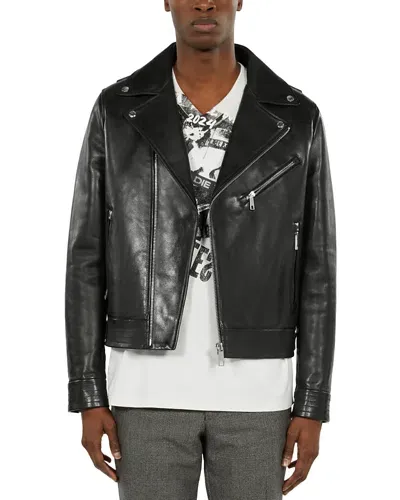 The Kooples Regular Fit Leather Biker Jacket In Black