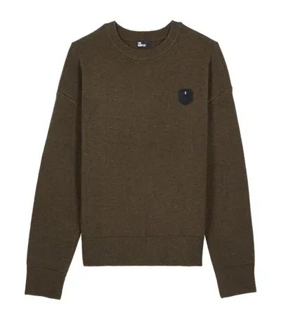 The Kooples Wool Blend Sweater In Olive Night