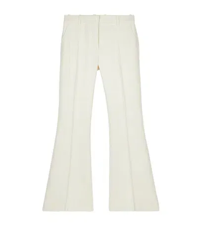 The Kooples Wool-blend Flared Trousers In Ecru