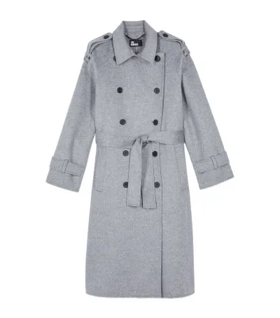 The Kooples Wool-blend Trench Coat In Grey