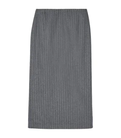 The Kooples Wool-cashmere Pinstripe Pencil Skirt In Light Grey