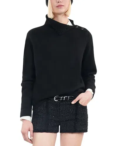 The Kooples Wool Funnel Neck Sweater In Black