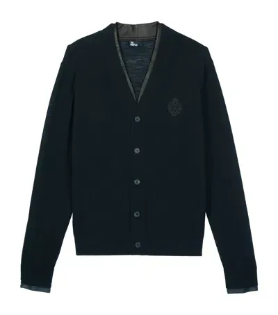 The Kooples Wool-lambskin Cardigan In Black