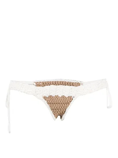 The Mannei Crochet-knit Bikini Bottom In Weiss