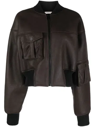 The Mannei Cropped Bomber Jacket In Brown