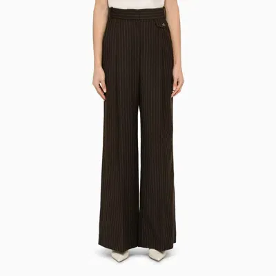 The Mannei Pinstripe Trousers In Brown