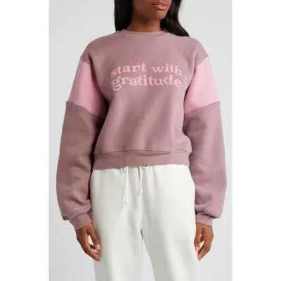 The Mayfair Group Start With Gratitude Sweatshirt In Pink