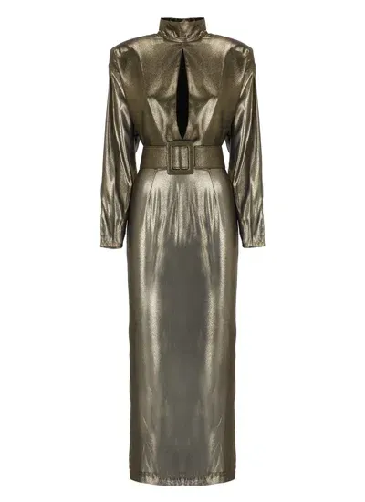 The New Arrivals Ilkyaz Ozel Biba Cut-out Detailed Long Dress In Gold