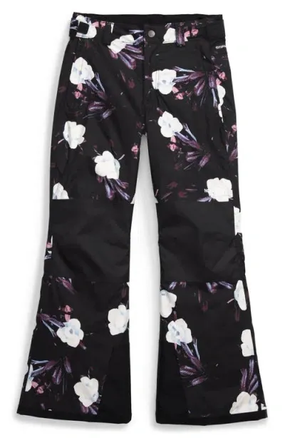 The North Face Kids' Freedom Waterproof Insulated Pants In Tnf Black Winter Flowers Print