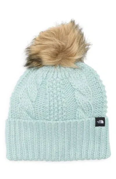 The North Face Kids Oh Mega Beanie With Faux Fur Pom In Blue