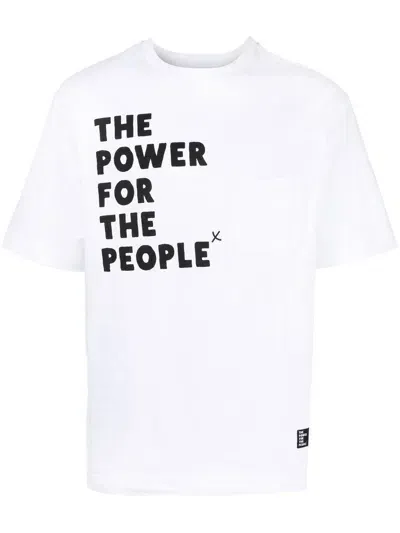 The Power For The People Cotton Logo Print T-shirt In White