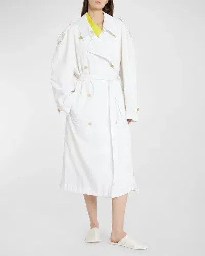 The Row Denver Belted Long Trench Coat In Off White