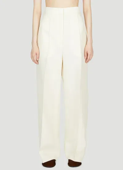 The Row Gordon High Rise Tailored Pants In White