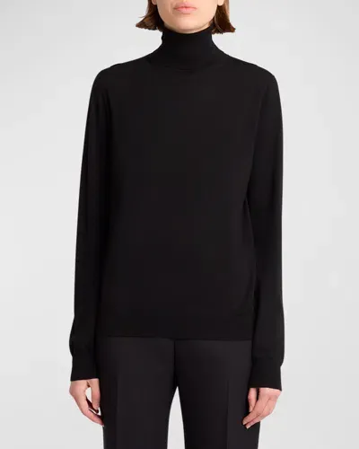 The Row Heva Turtleneck Wool Top In Black